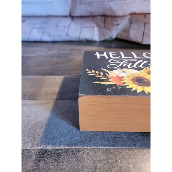 Hello Fall pumpkin Flower hay Wooden decor autumn - Picture 6 of 8